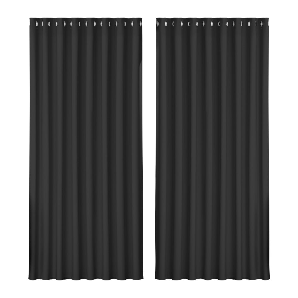 Artiss 2X Blockout Curtains Blackout Window Curtain Eyelet 300x230cm Black Artiss