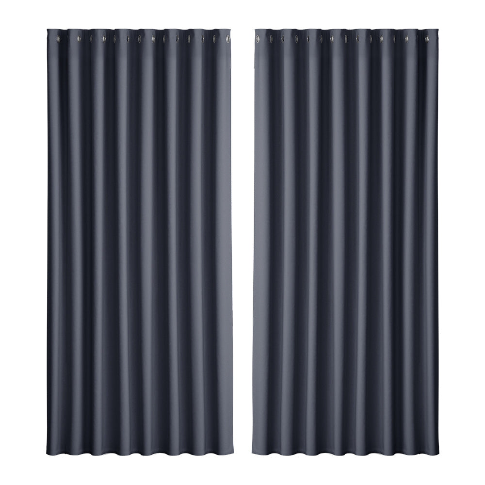 Artiss 2X Blockout Curtains Blackout Window Curtain Eyelet 300x230cm Charcoal Artiss