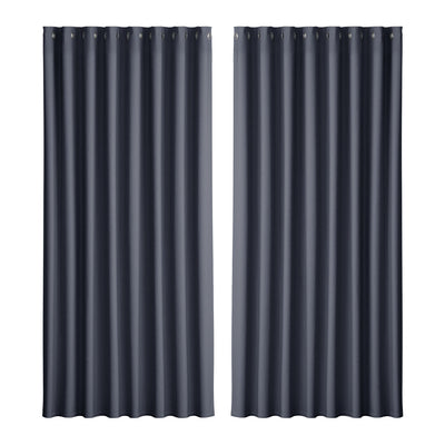 Artiss 2X Blockout Curtains Blackout Window Curtain Eyelet 300x230cm Charcoal