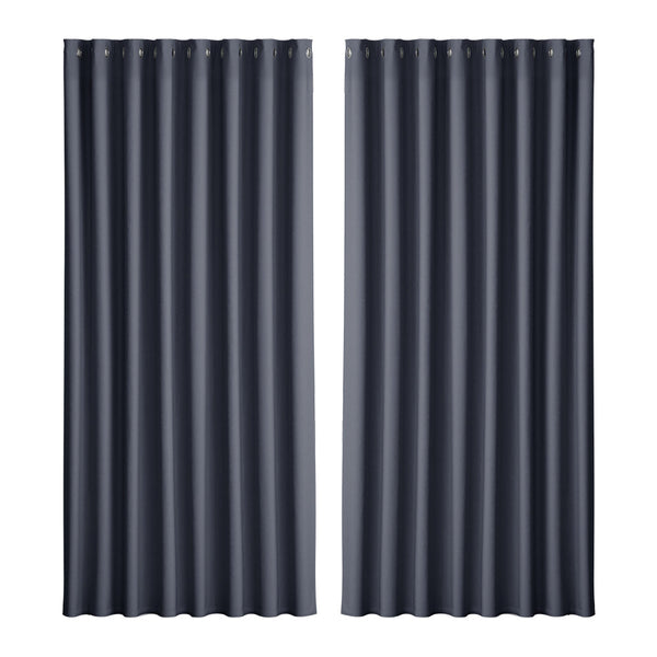 Artiss 2X Blockout Curtains Blackout Window Curtain Eyelet 300x230cm Charcoal Artiss