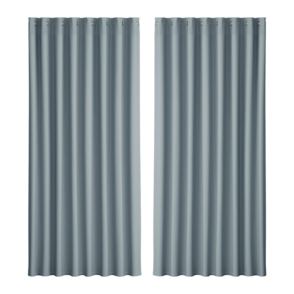 Artiss 2X Blockout Curtains Blackout Window Curtain Eyelet 300x230cm Grey Artiss