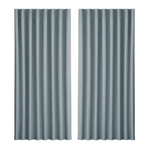 Artiss 2X Blockout Curtains Blackout Window Curtain Eyelet 300x230cm Grey Artiss