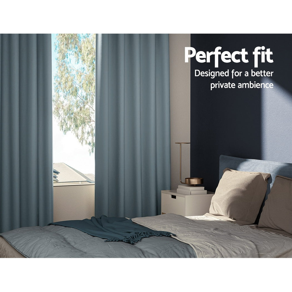 Artiss 2X Blockout Curtains Blackout Window Curtain Eyelet 300x230cm Grey Artiss