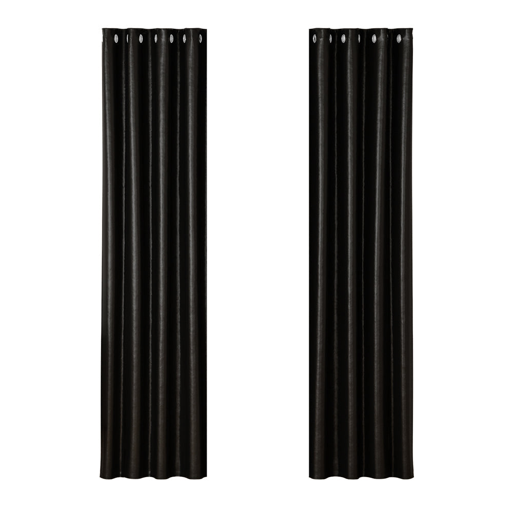 Artiss 2X Blockout Curtains Blackout Window Curtain Eyelet 140x230cm Black Artiss