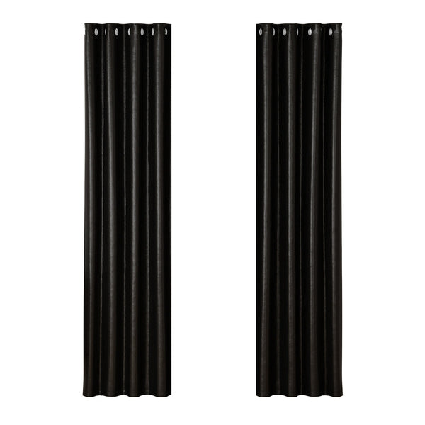 Artiss 2X Blockout Curtains Blackout Window Curtain Eyelet 140x230cm Black Artiss