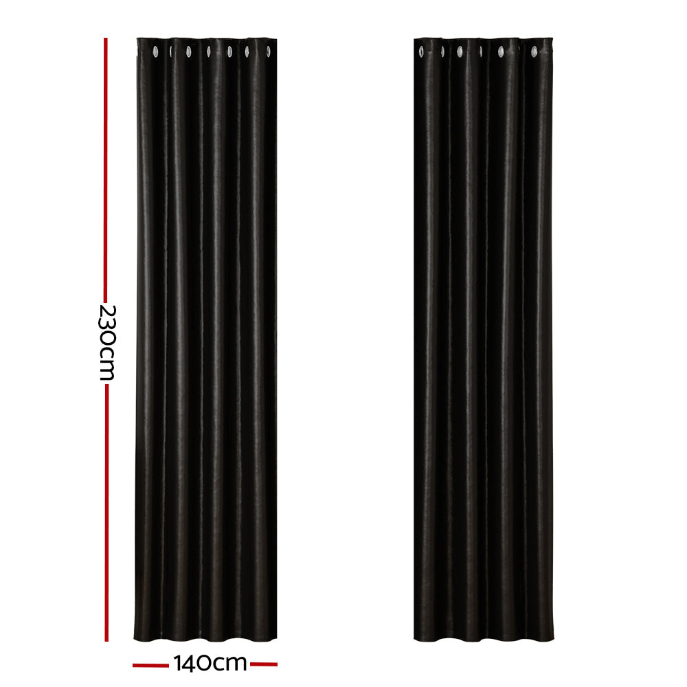 Artiss 2X Blockout Curtains Blackout Window Curtain Eyelet 140x230cm Black Artiss