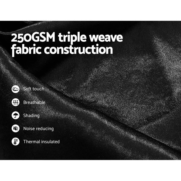 Artiss 2X Blockout Curtains Blackout Window Curtain Eyelet 140x230cm Black Artiss