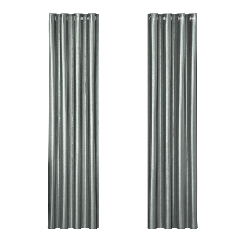 Artiss 2X Blockout Curtains Blackout Window Curtain Eyelet 140x230cm Grey Artiss