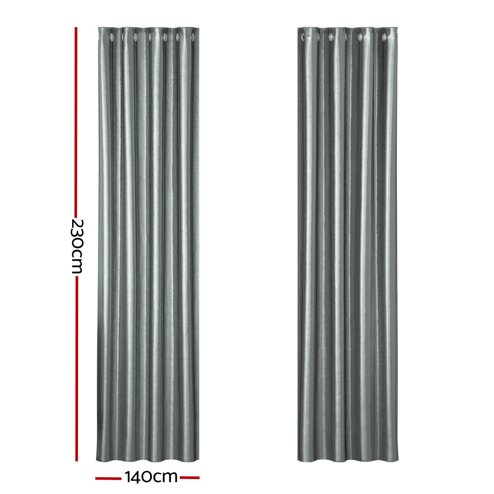 Artiss 2X Blockout Curtains Blackout Window Curtain Eyelet 140x230cm Grey Artiss