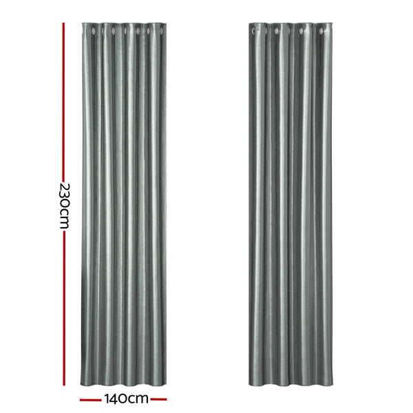 Artiss 2X Blockout Curtains Blackout Window Curtain Eyelet 140x230cm Grey Artiss