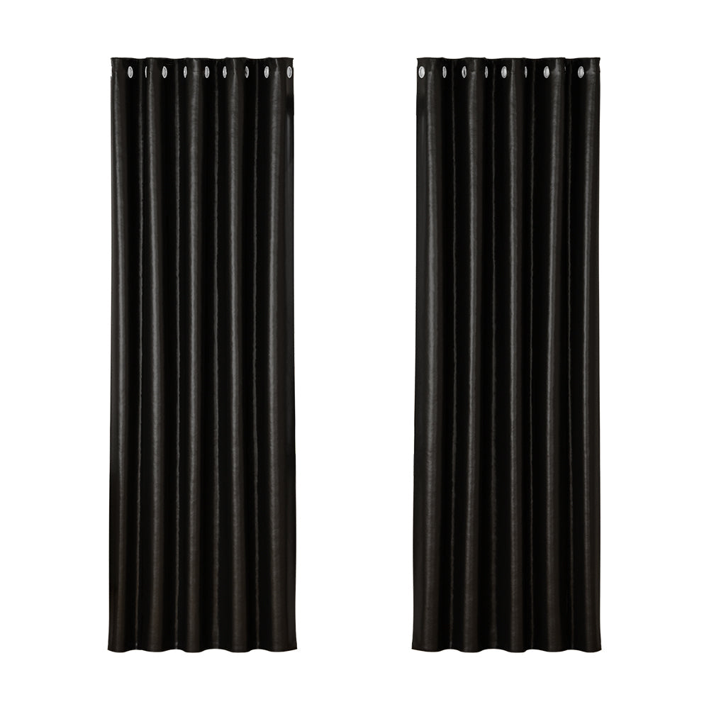 Artiss 2X Blockout Curtains Blackout Window Curtain Eyelet 180x213cm Black Artiss