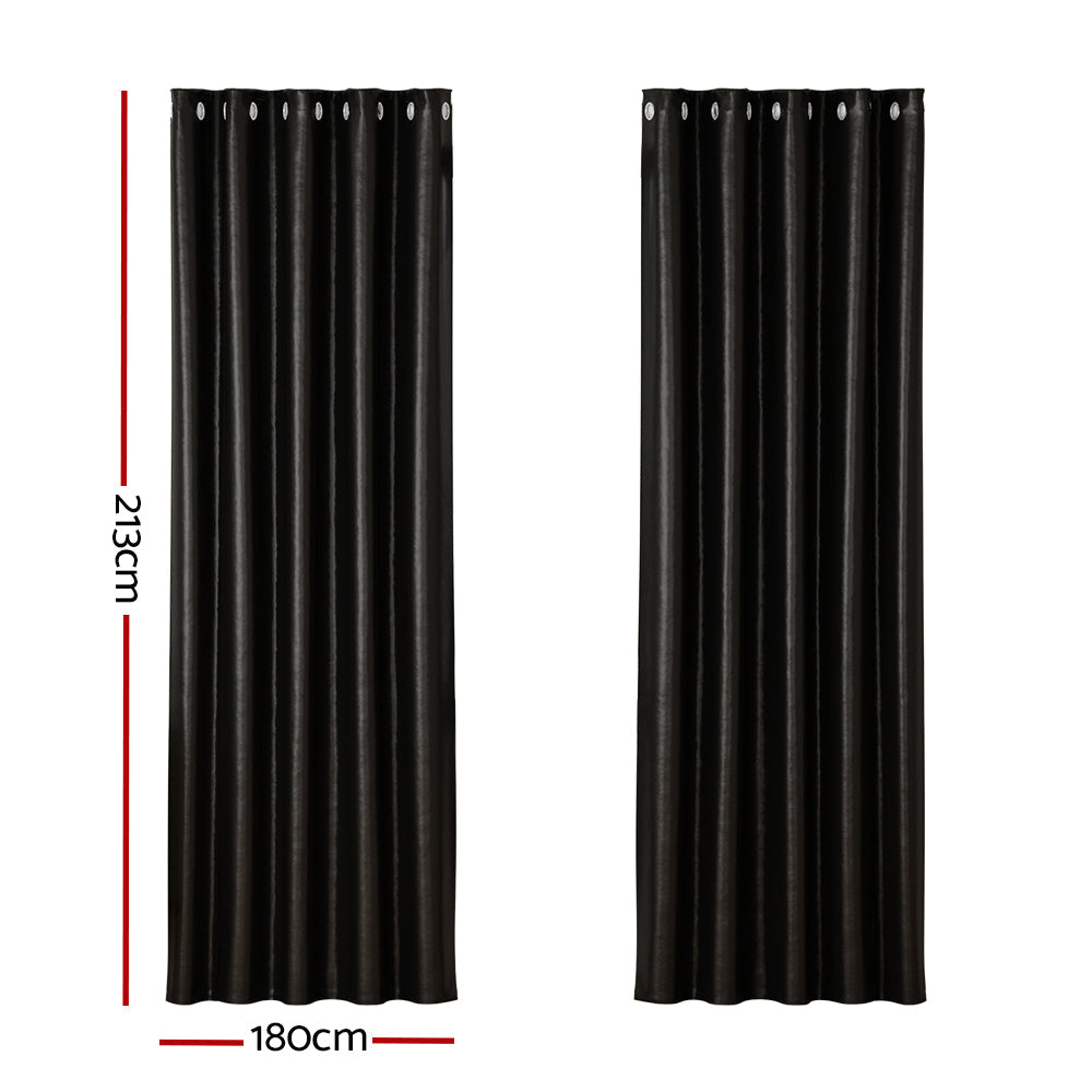 Artiss 2X Blockout Curtains Blackout Window Curtain Eyelet 180x213cm Black Artiss