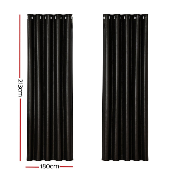 Artiss 2X Blockout Curtains Blackout Window Curtain Eyelet 180x213cm Black Artiss