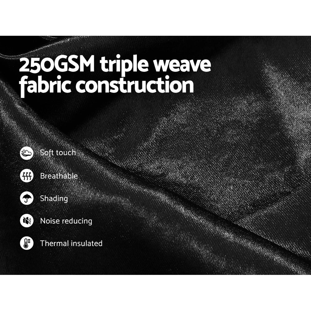 Artiss 2X Blockout Curtains Blackout Window Curtain Eyelet 180x213cm Black Artiss