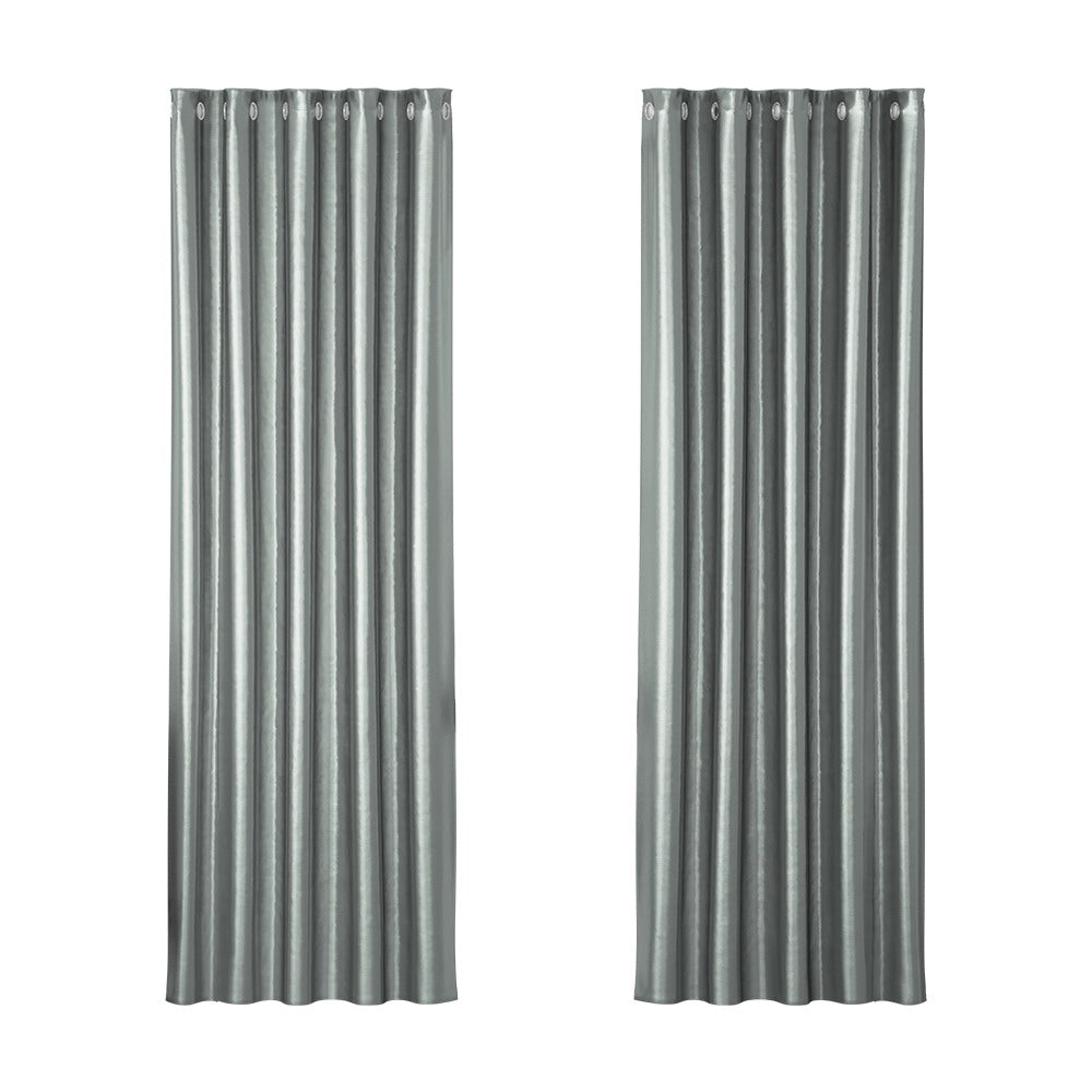 Artiss 2X Blockout Curtains Blackout Window Curtain Eyelet 180x213cm Grey Artiss