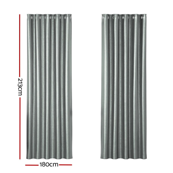 Artiss 2X Blockout Curtains Blackout Window Curtain Eyelet 180x213cm Grey Artiss