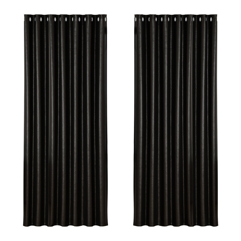 Artiss 2X Blockout Curtains Blackout Window Curtain Eyelet 240x230cm Black Artiss