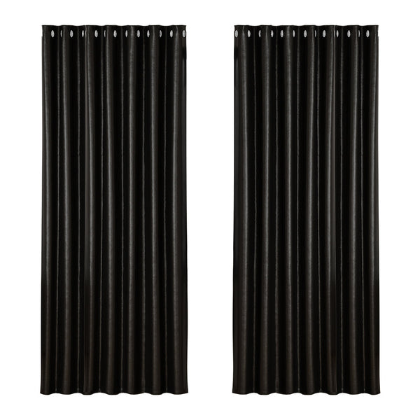 Artiss 2X Blockout Curtains Blackout Window Curtain Eyelet 240x230cm Black Artiss