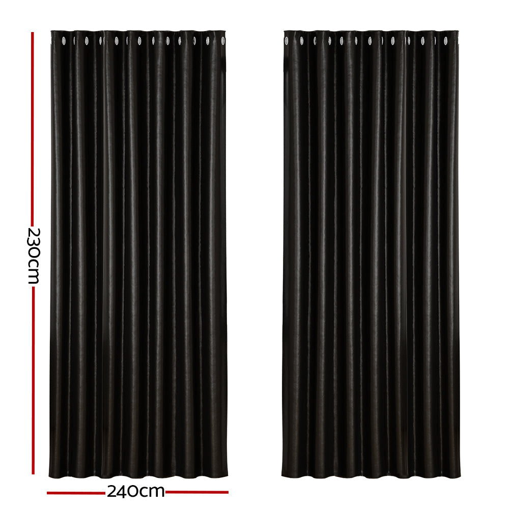 Artiss 2X Blockout Curtains Blackout Window Curtain Eyelet 240x230cm Black Artiss