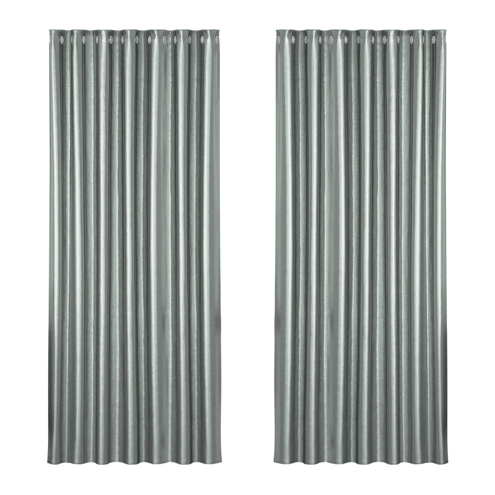 Artiss 2X Blockout Curtains Blackout Window Curtain Eyelet 240x230cm Grey Artiss