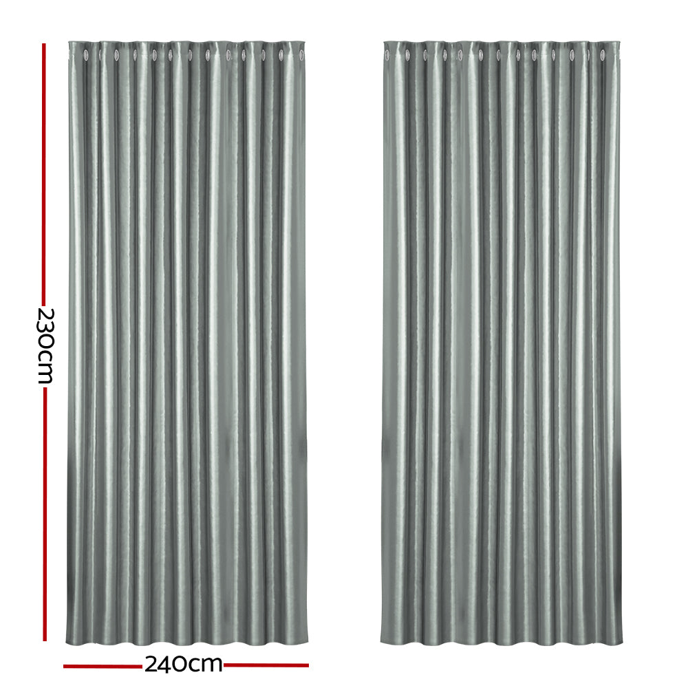 Artiss 2X Blockout Curtains Blackout Window Curtain Eyelet 240x230cm Grey Artiss