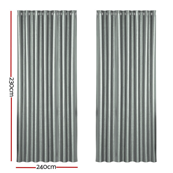 Artiss 2X Blockout Curtains Blackout Window Curtain Eyelet 240x230cm Grey Artiss