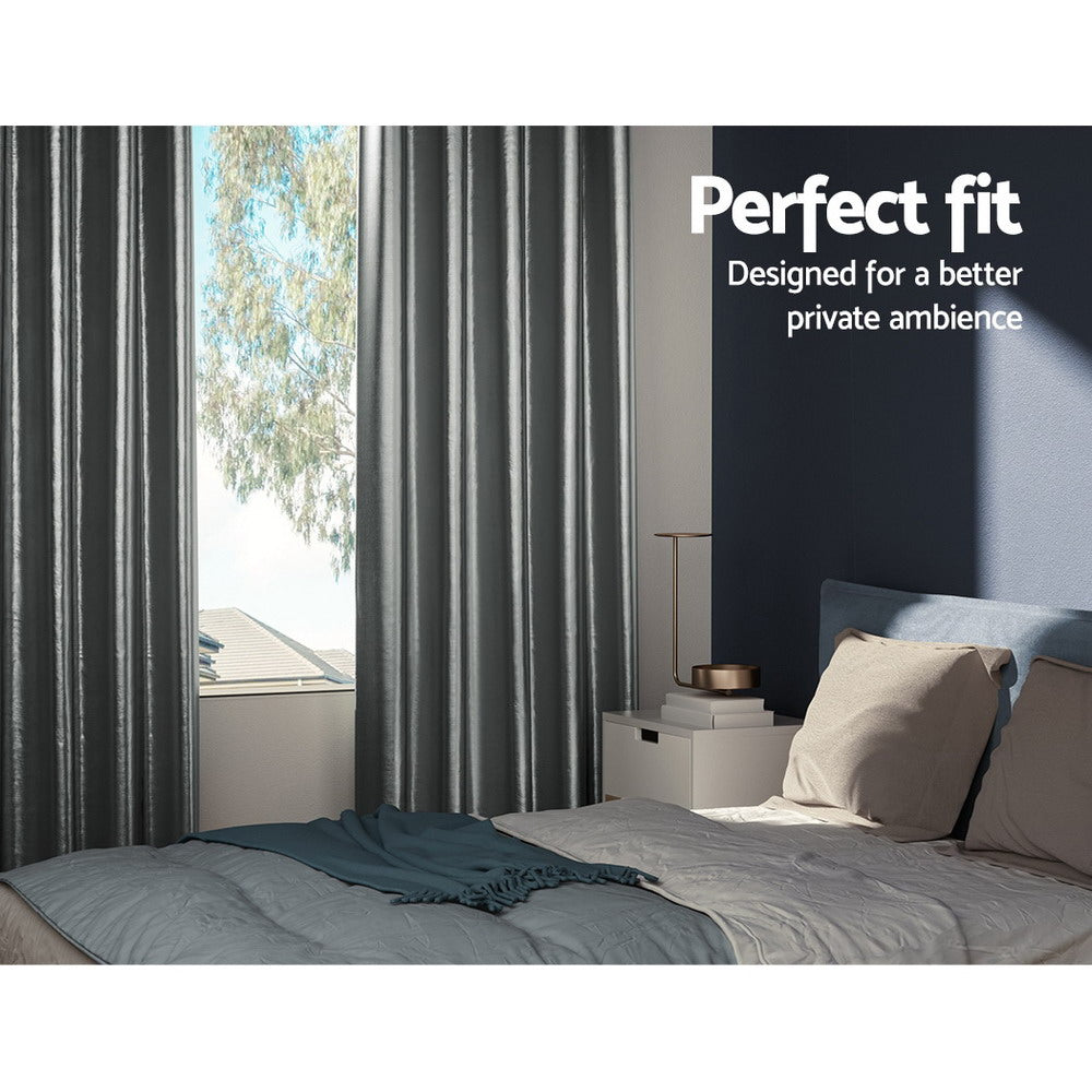 Artiss 2X Blockout Curtains Blackout Window Curtain Eyelet 240x230cm Grey Artiss