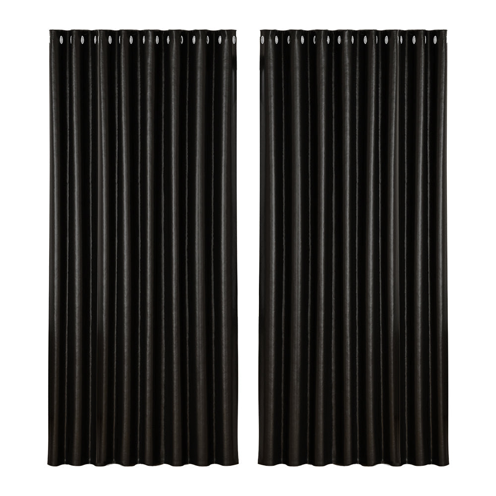 Artiss 2X Blockout Curtains Blackout Window Curtain Eyelet 300x230cm Black Artiss
