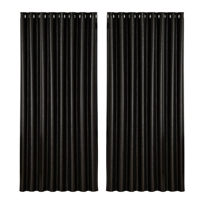 Artiss 2X Blockout Curtains Blackout Window Curtain Eyelet 300x230cm Black