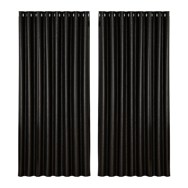 Artiss 2X Blockout Curtains Blackout Window Curtain Eyelet 300x230cm Black Artiss