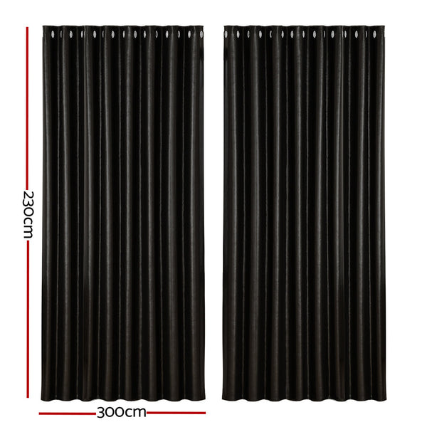 Artiss 2X Blockout Curtains Blackout Window Curtain Eyelet 300x230cm Black Artiss