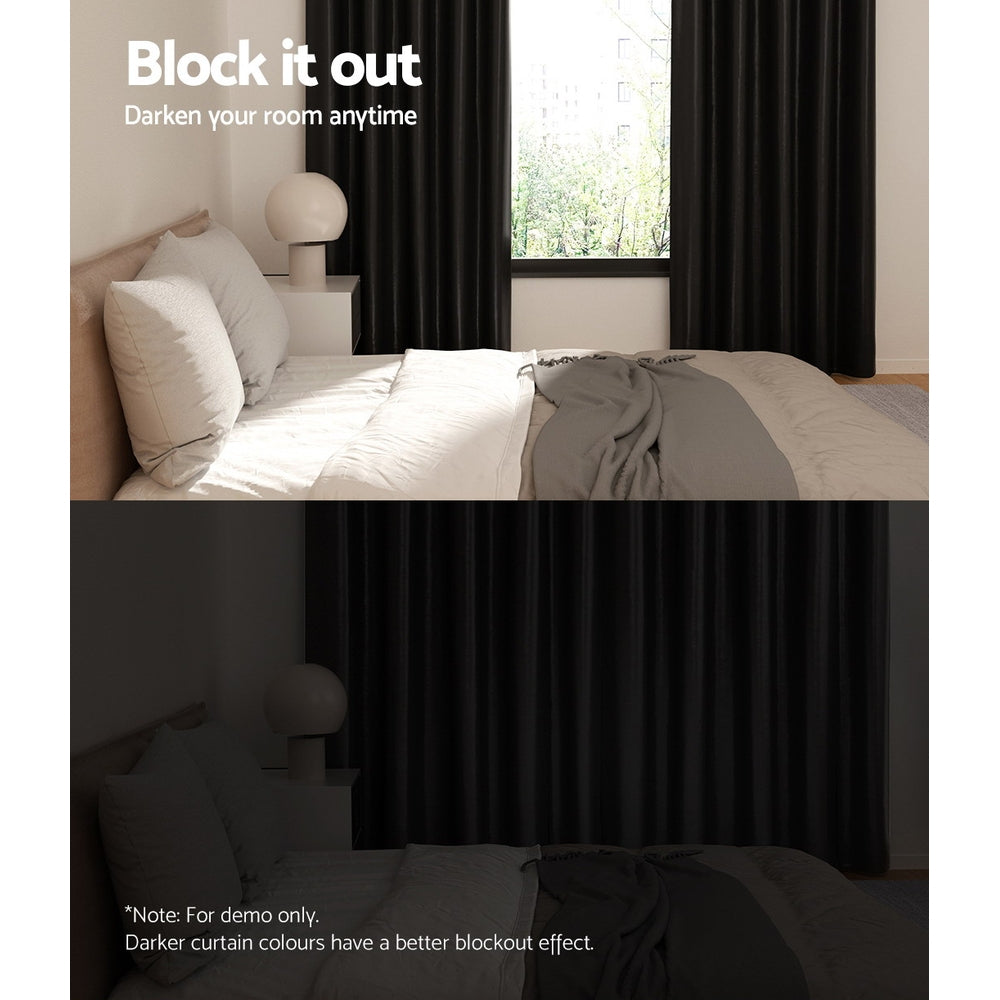 Artiss 2X Blockout Curtains Blackout Window Curtain Eyelet 300x230cm Black Artiss