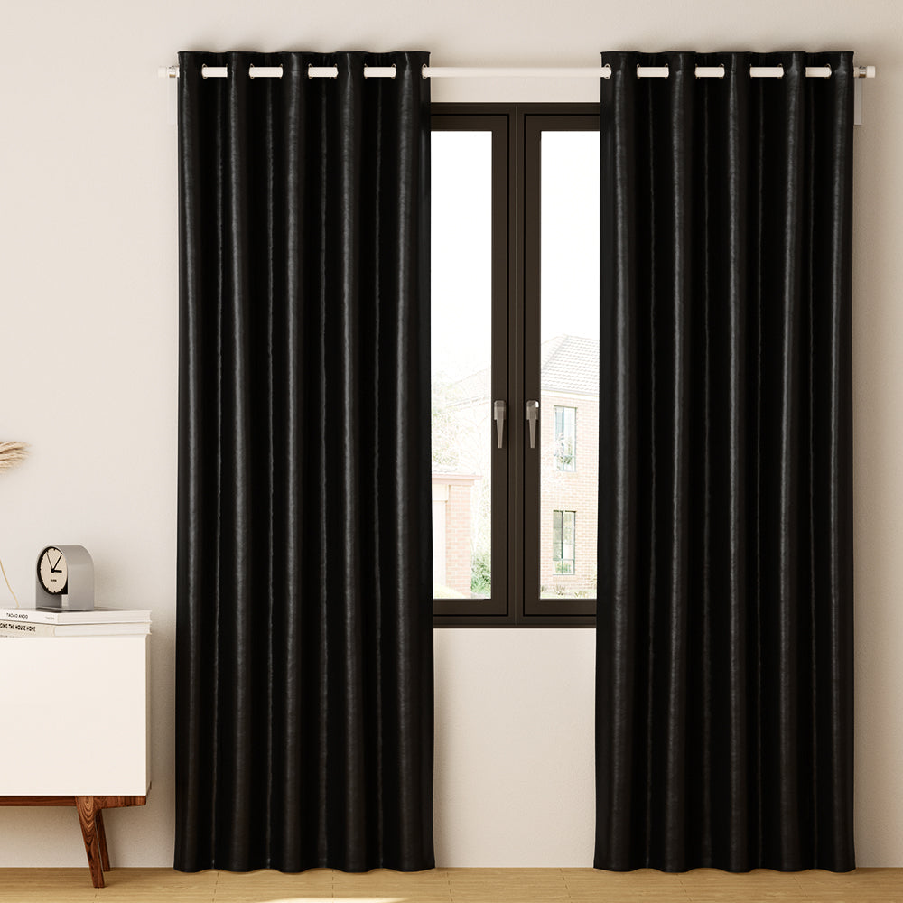 Artiss 2X Blockout Curtains Blackout Window Curtain Eyelet 300x230cm Black Artiss