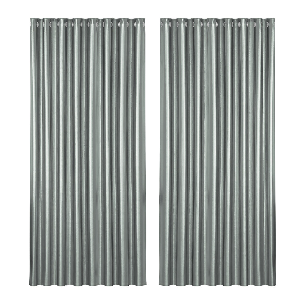 Artiss 2X Blockout Curtains Blackout Window Curtain Eyelet 300x230cm Grey Artiss