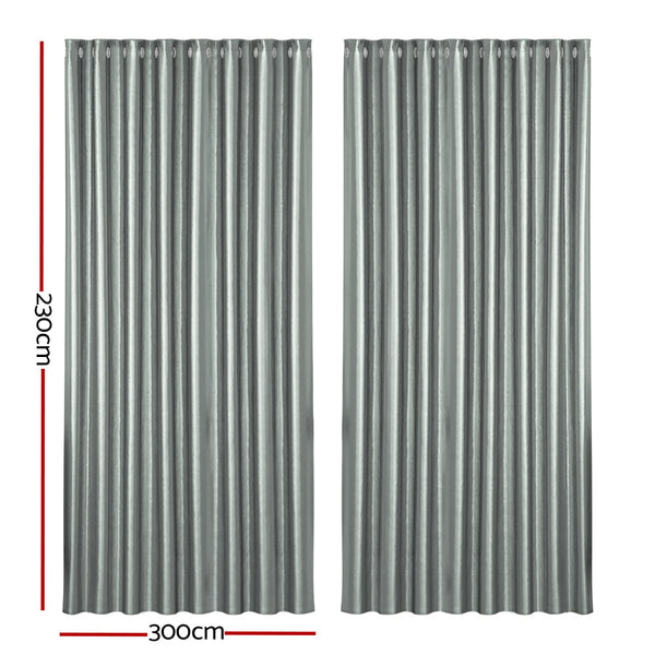 Artiss 2X Blockout Curtains Blackout Window Curtain Eyelet 300x230cm Grey Artiss