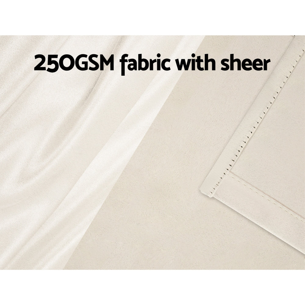 Artiss 2X 132x213cm Blockout Sheer Curtains Beige Artiss