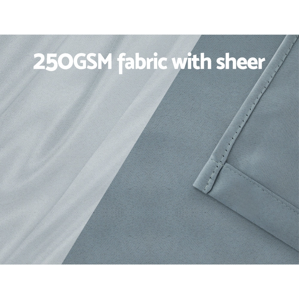 Artiss 2X 132x213cm Blockout Sheer Curtains Light Grey Artiss