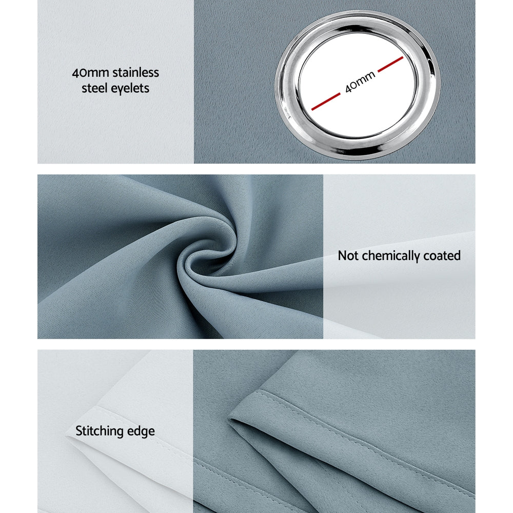 Artiss 2X 132x213cm Blockout Sheer Curtains Light Grey Artiss
