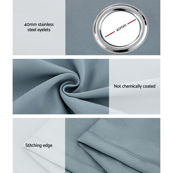 Artiss 2X 132x213cm Blockout Sheer Curtains Light Grey Artiss