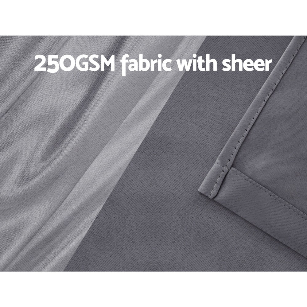 Artiss 2X 132x242cm Blockout Sheer Curtains Charcoal Artiss