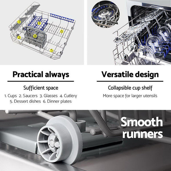Devanti Benchtop Dishwasher 6 Place Bench Top Countertop Dishwasher Freestanding Devanti