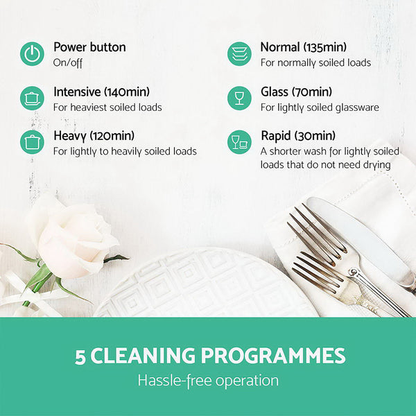 Devanti Benchtop Dishwasher 6 Place Bench Top Countertop Dishwasher Freestanding Devanti