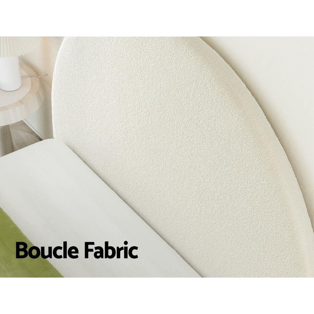 Artiss Bed Frame Double Size Bed Head Boucle Headboard Bedhead Base GREI White Artiss