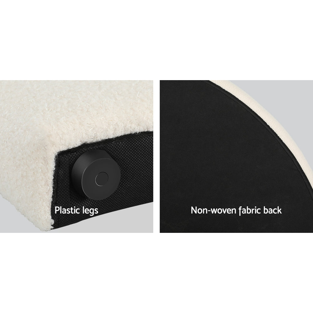 Artiss Bed Frame Queen Size Bed Head Boucle Headboard Bedhead Base GREI White Artiss