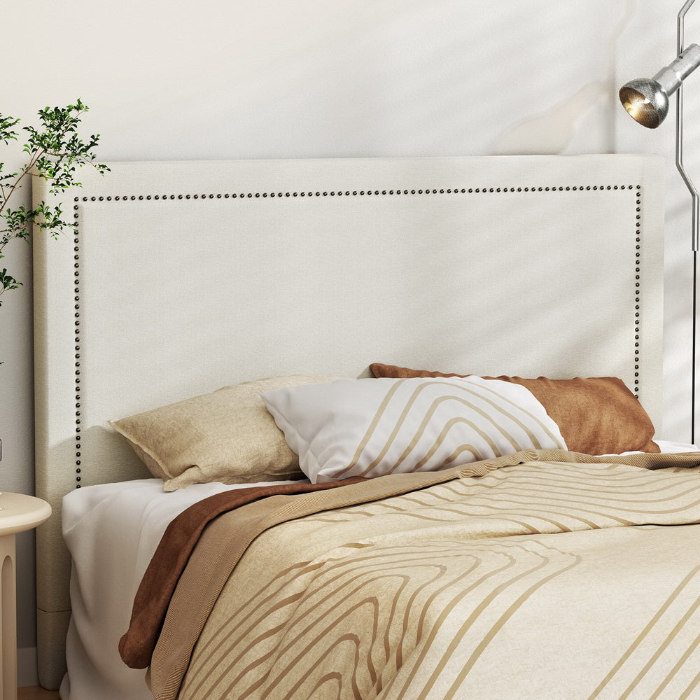 Artiss Bed Head Queen Size Fabric - RIVE Beige Artiss