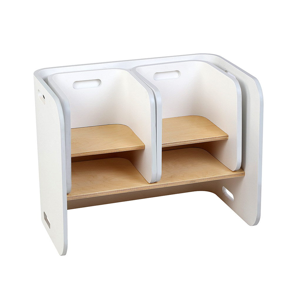 Keezi 3PC Kids Table and Chairs Set Toys Play Desk Children Shelf Storage White Keezi