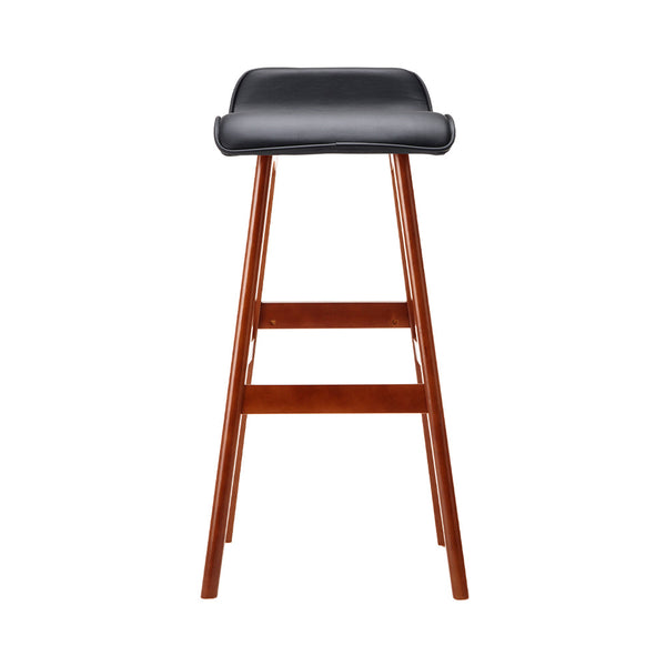 Artiss Set of 2 PU Leather and Wood Bar Stool - Black Artiss