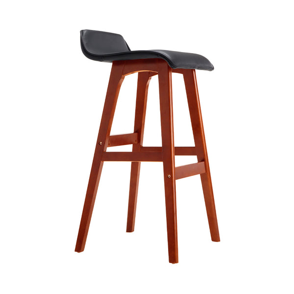 Artiss Set of 2 PU Leather and Wood Bar Stool - Black Artiss