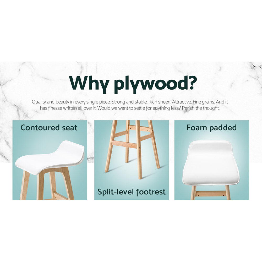 Artiss 2x Bar Stools Wooden Stool White Artiss