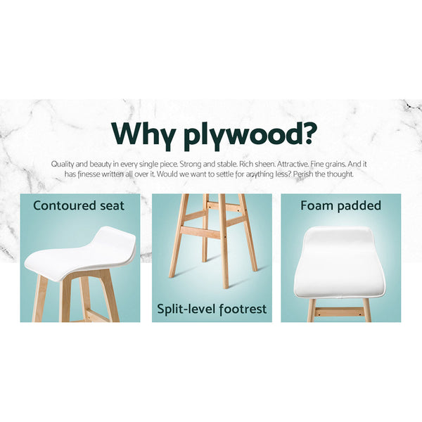 Artiss 2x Bar Stools Wooden Stool White Artiss